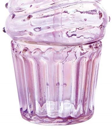 Set of 6 light pink glass cupcake sippers with metal lids and straws, perfect for cocktails and punch.