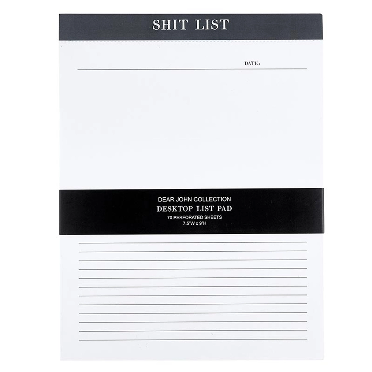 Shit List Chunky List Pad with 70 tear-off sheets, featuring a bold black cover with white text.