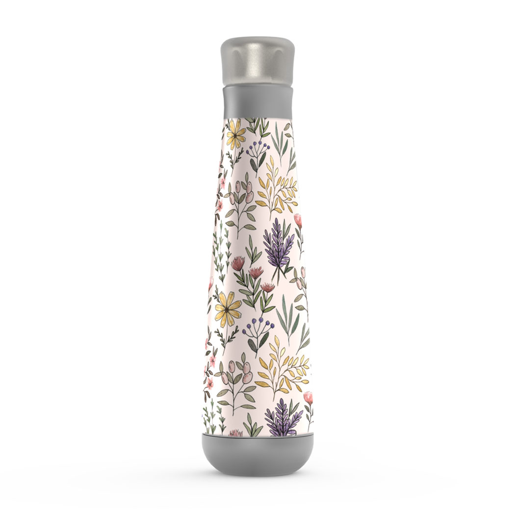 Stylish Spring Botanical Peristyle Water Bottle made of stainless steel with a botanical design, perfect for hydration on the go.