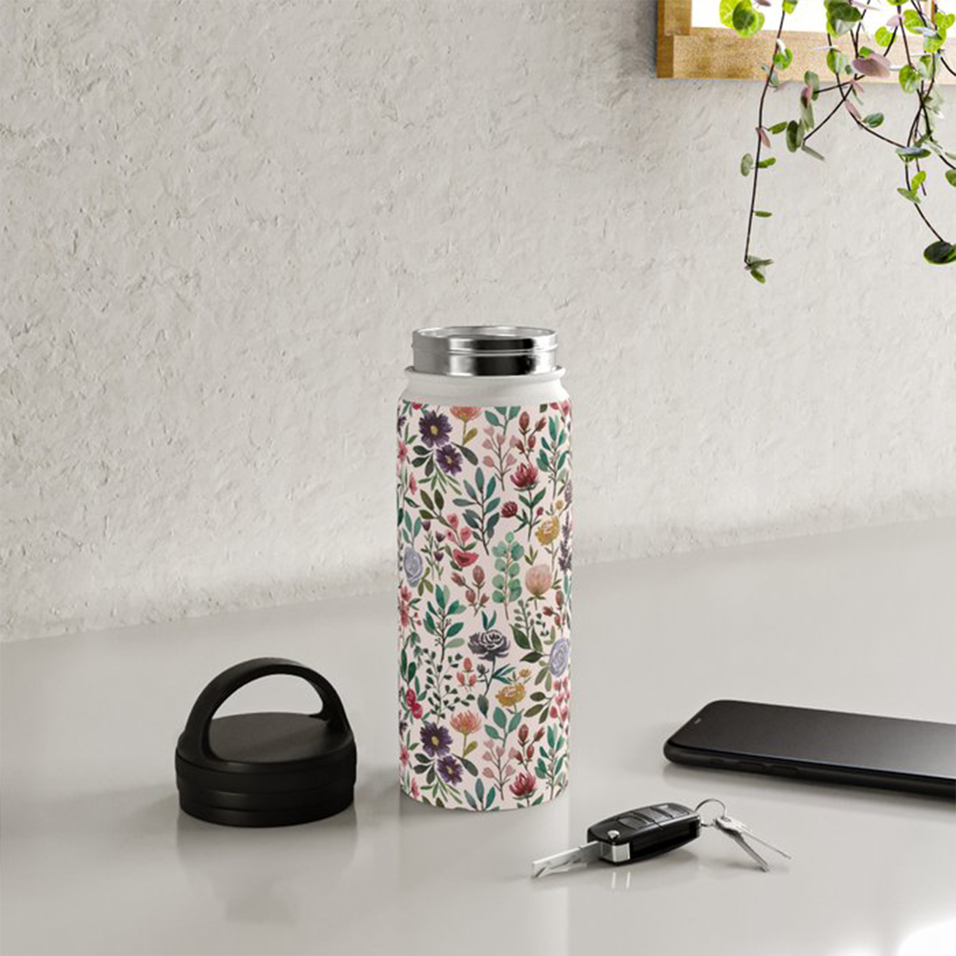 Main Spring Garden Flowers Handle Lid Water Bottle image