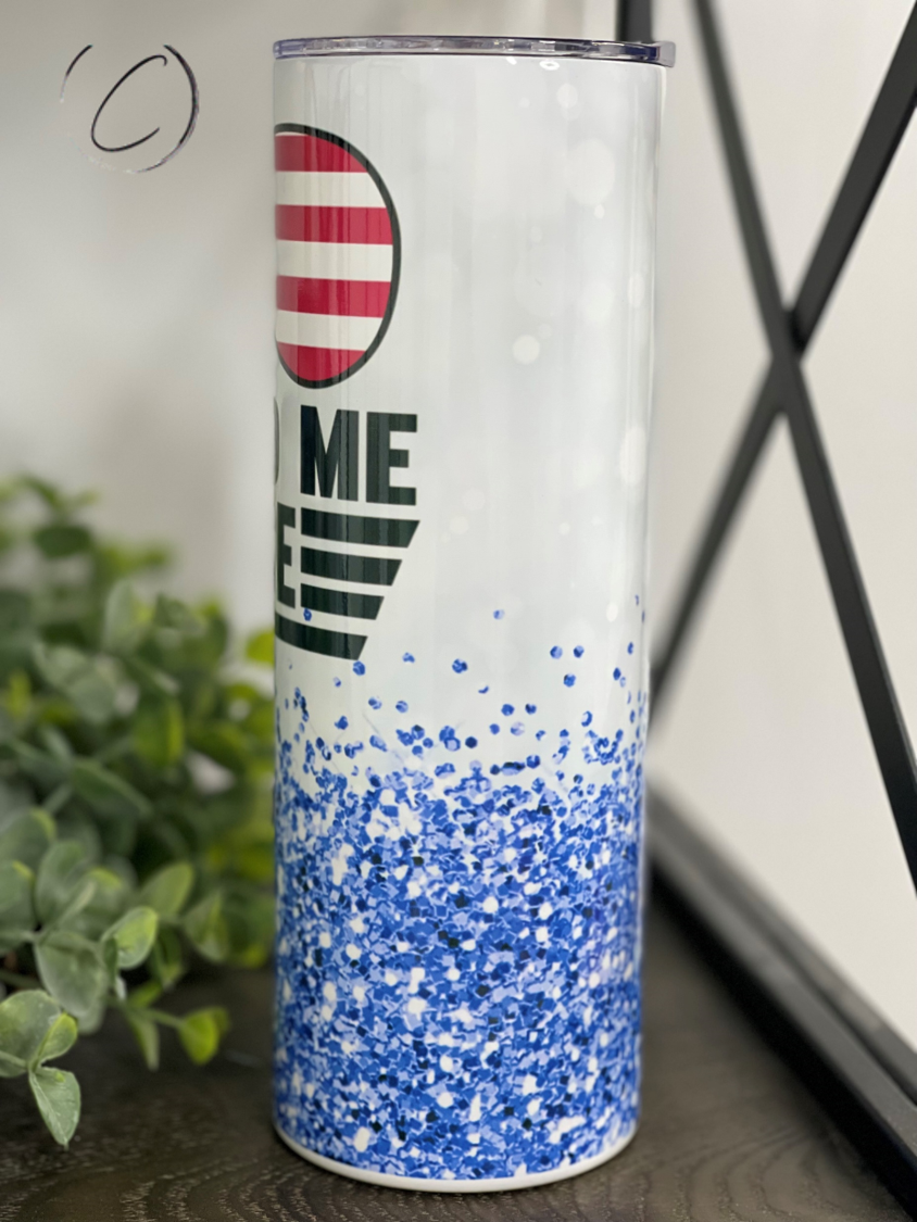 Talk To Me Goose 20oz Skinny Tumbler with a vibrant full wrap design and reusable straw.