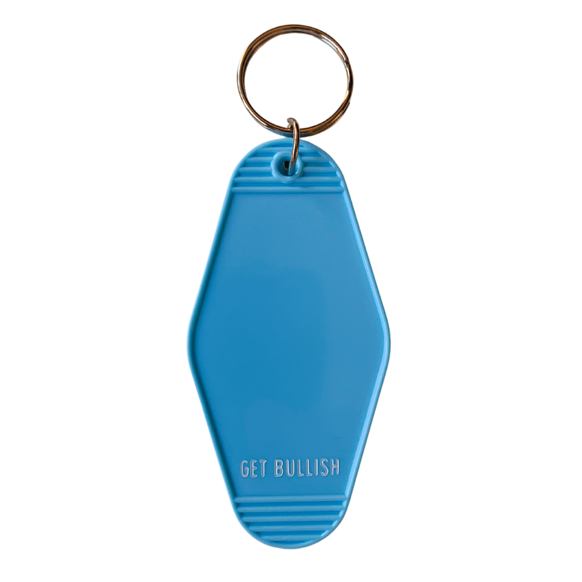 A humorous motel-style keychain reading 'THE HUMAN BODY IS 70% WATER EXCEPT YOURS YOU DEHYDRATED BITCH', featuring a vibrant design.