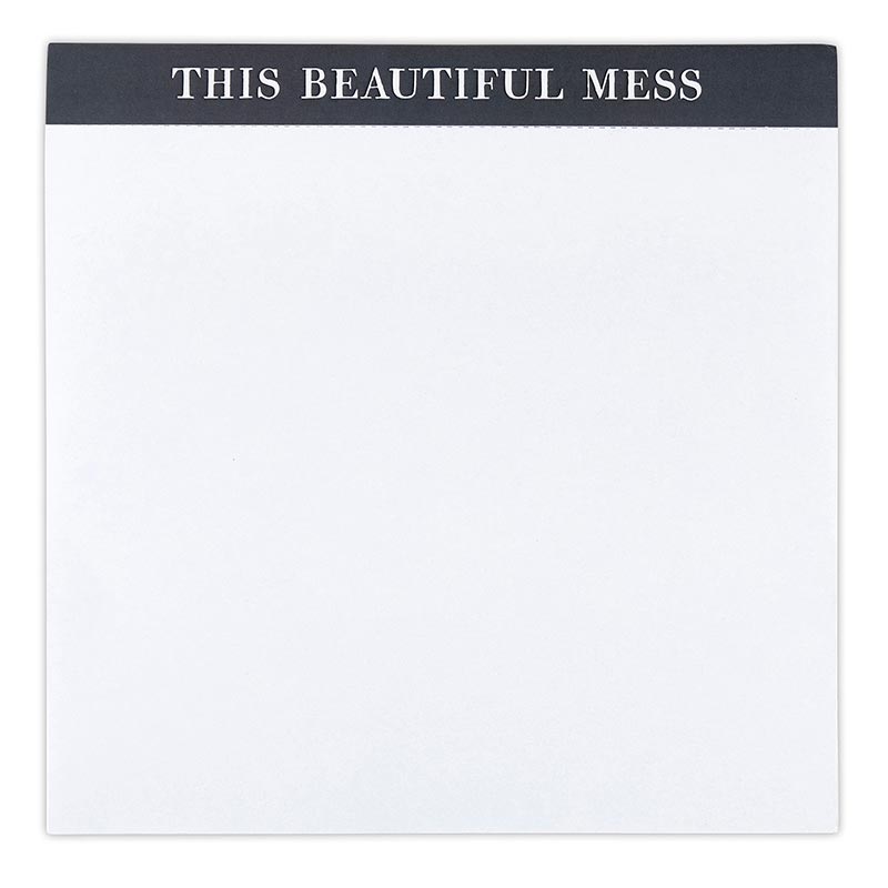 This Beautiful Mess Chunky Square Notepad Block, 7.25" x 7.25", featuring a stylish design and quality paper for easy note-taking.