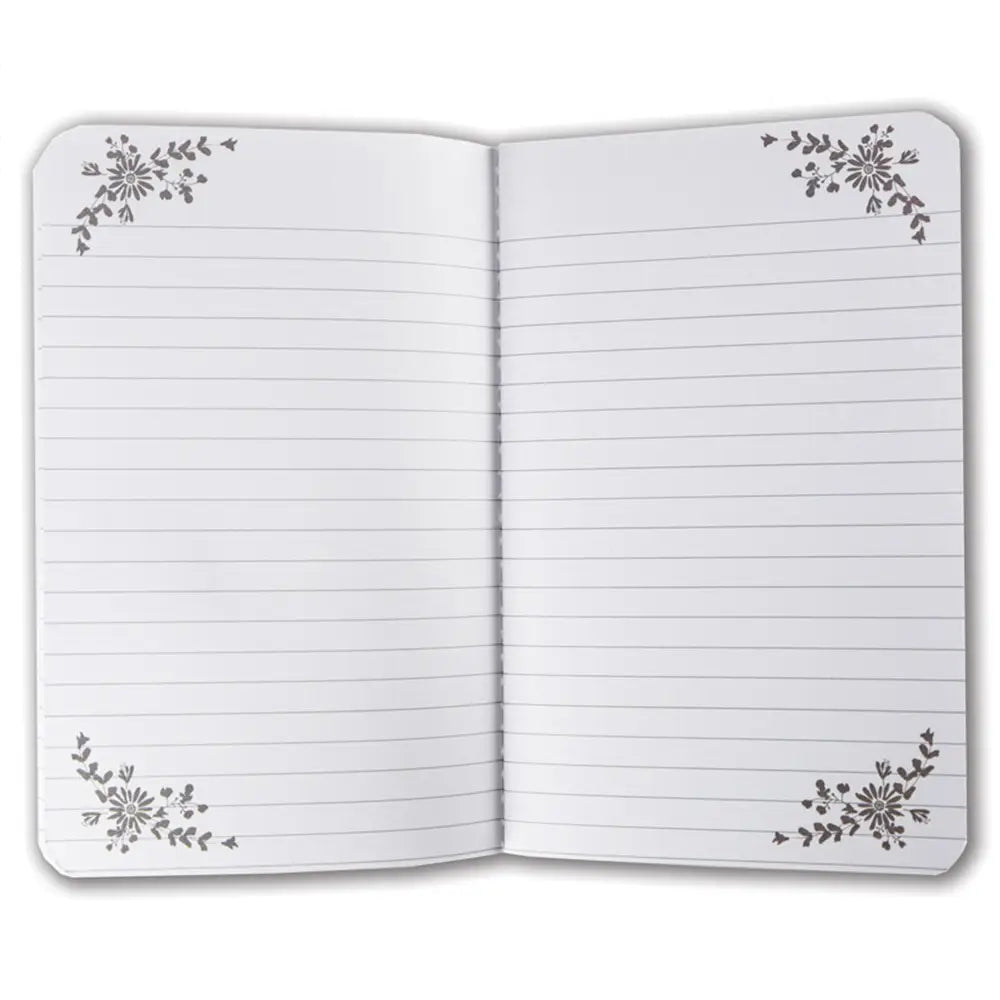 Tiger Roar Mini Book featuring a boho design with gold foil embellishments, saddle-stitched binding, and lined pages.