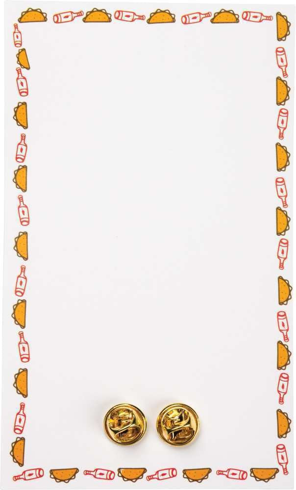 Together Like Tacos & Hot Sauce Enamel Pin featuring a taco and hot sauce bottle design, secured with a butterfly clip closure.