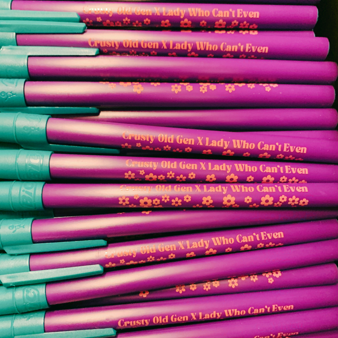 Token Motivational Pen in teal color with the phrase 'You Can Probably Do It' printed on it, showcasing its fine point and ballpoint design.
