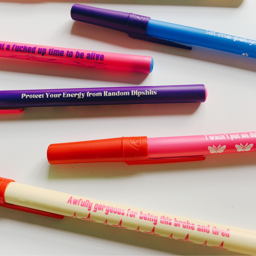 Token Motivational Pen in teal color with the phrase 'You Can Probably Do It' printed on it, showcasing its fine point and ballpoint design.