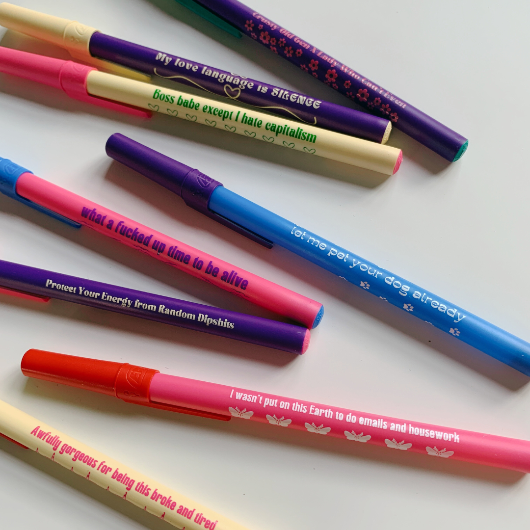 Token Motivational Pen in teal color with the phrase 'You Can Probably Do It' printed on it, showcasing its fine point and ballpoint design.