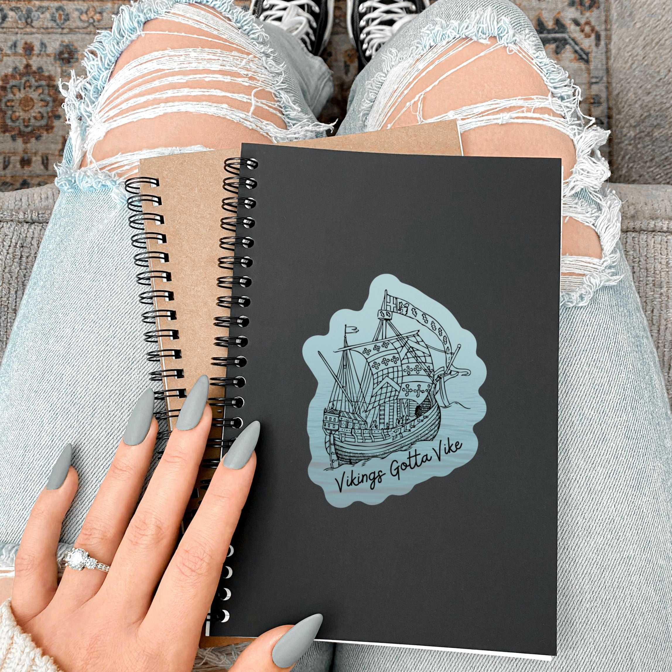 Vikings Gotta Vike Sticker featuring bold text and a glossy finish, perfect for showcasing Nordic pride.