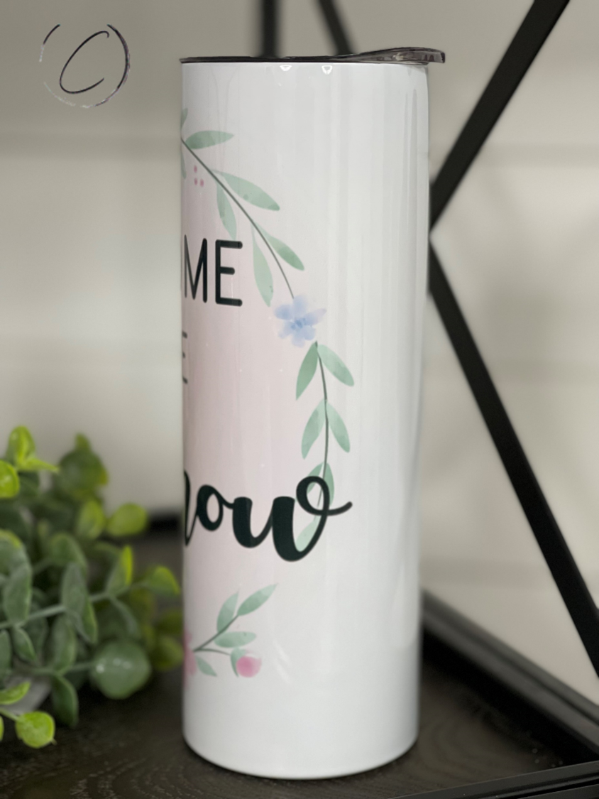 Welcome To The Shitshow 20oz Skinny Tumbler featuring a vibrant design, reusable straw, and sleek skinny shape for easy handling.