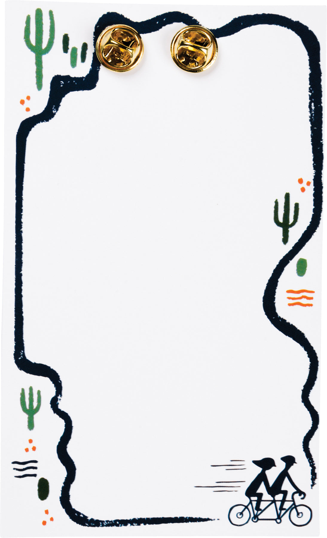 Where You Go I Go Enamel Pin featuring a tandem bike design on a gift card, perfect for expressing companionship.