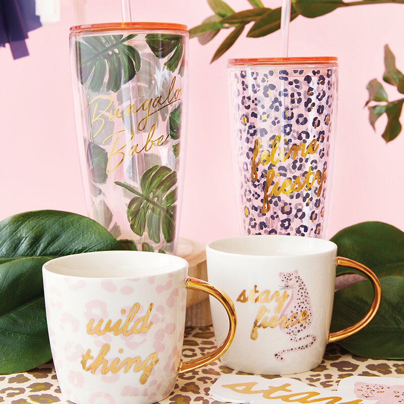 Wild Thing Coffee Mug featuring gold lettering and a curved gold handle, perfect for stylish coffee lovers.