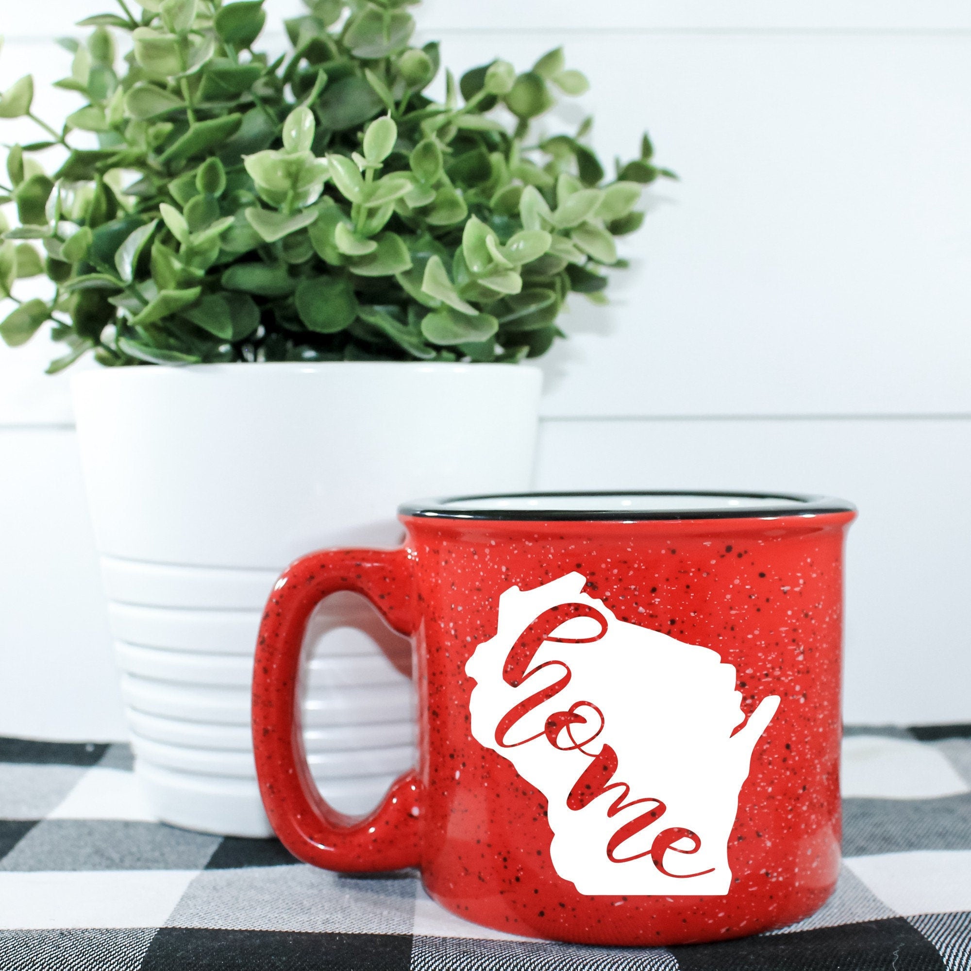 Wisconsin Home State Campfire Mug with unique design, perfect for cozy beverages.