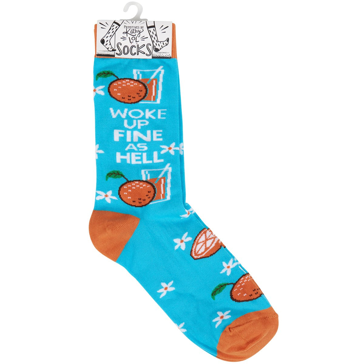 A pair of blue socks featuring a colorful cactus illustration and the phrase 'Better With Age', perfect for gifting.