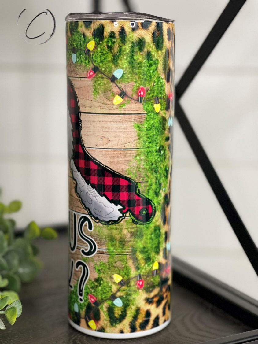 You Serious Clark 20oz Skinny Tumbler with a vibrant full wrap design and reusable straw, perfect for stylish hydration.