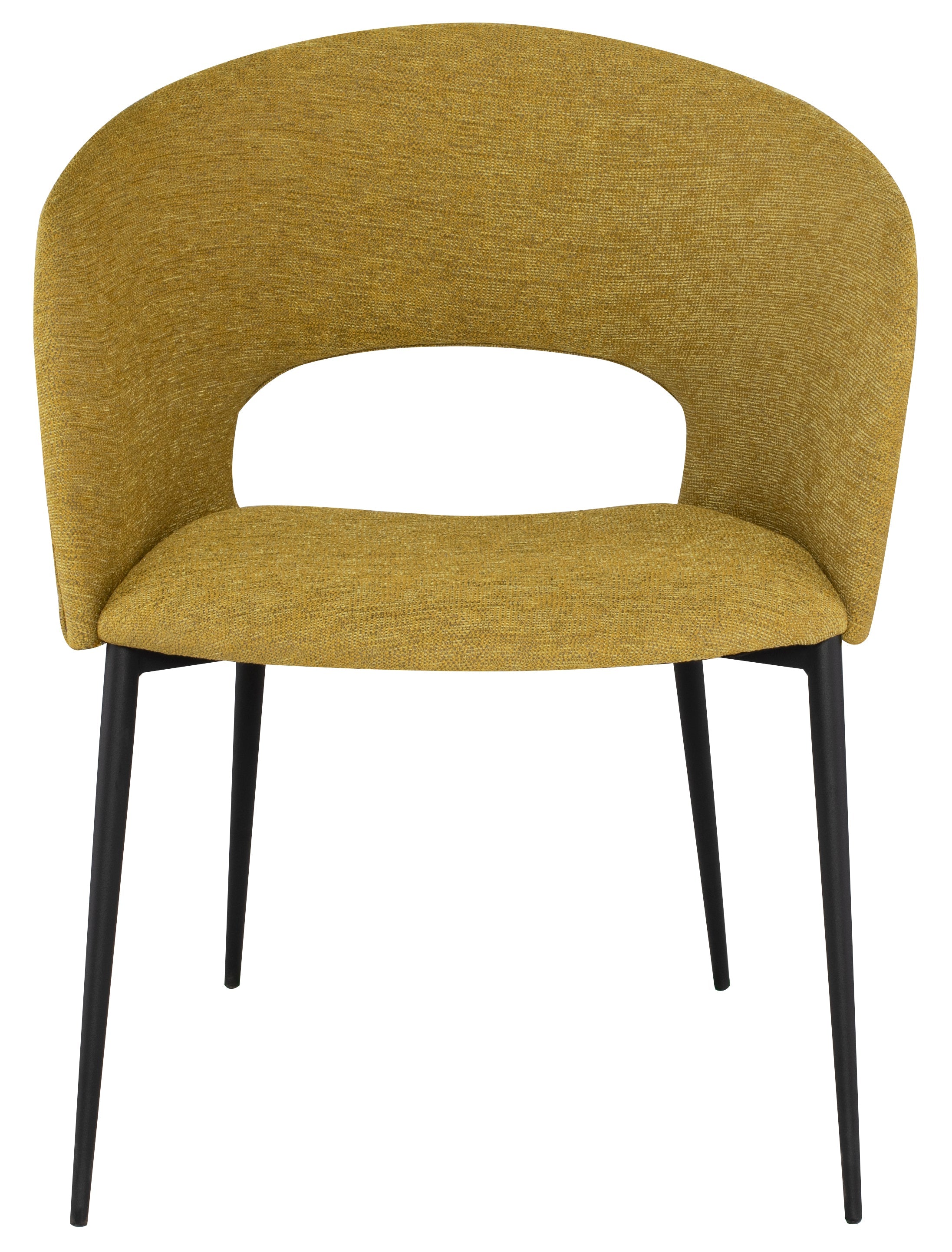 Alotti Dining Chair in Palm Springs boucle fabric with matte black steel legs, showcasing a modern retro design.