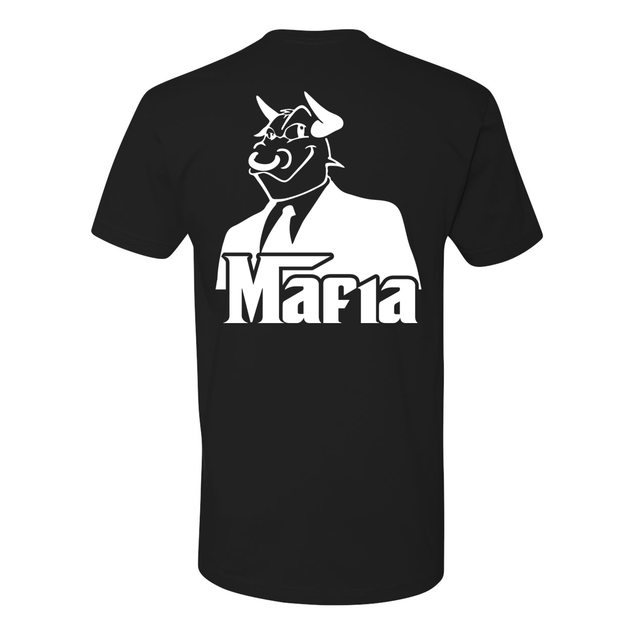 Back Print Mafia 2 White Print t-shirt featuring a stylish back design, made from 100% combed ringspun cotton.