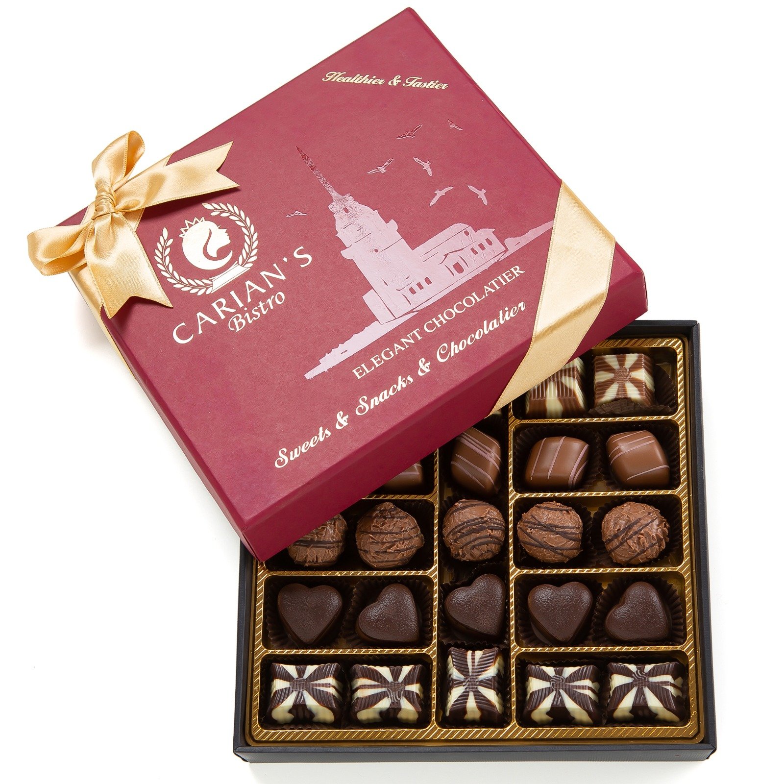 Bistro Chocolate Box Luxury Selection featuring assorted European chocolates in a beautifully designed gift box.