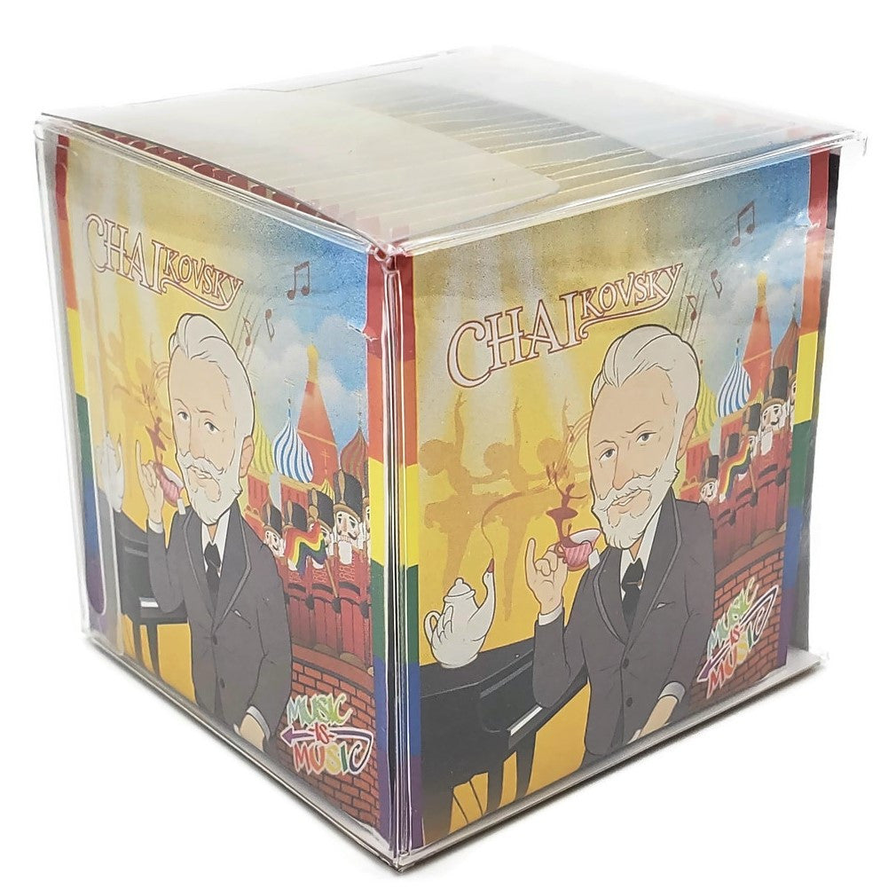 ChaiKovsky Classic Chai tea pack featuring artistic design inspired by Tchaikovsky, showcasing tea ingredients and eco-friendly packaging.