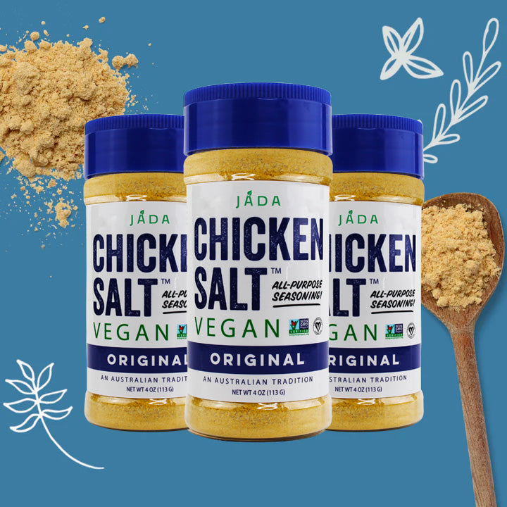 Three jars of Chicken Salt Original Flavor seasoning, showcasing the packaging and label details.