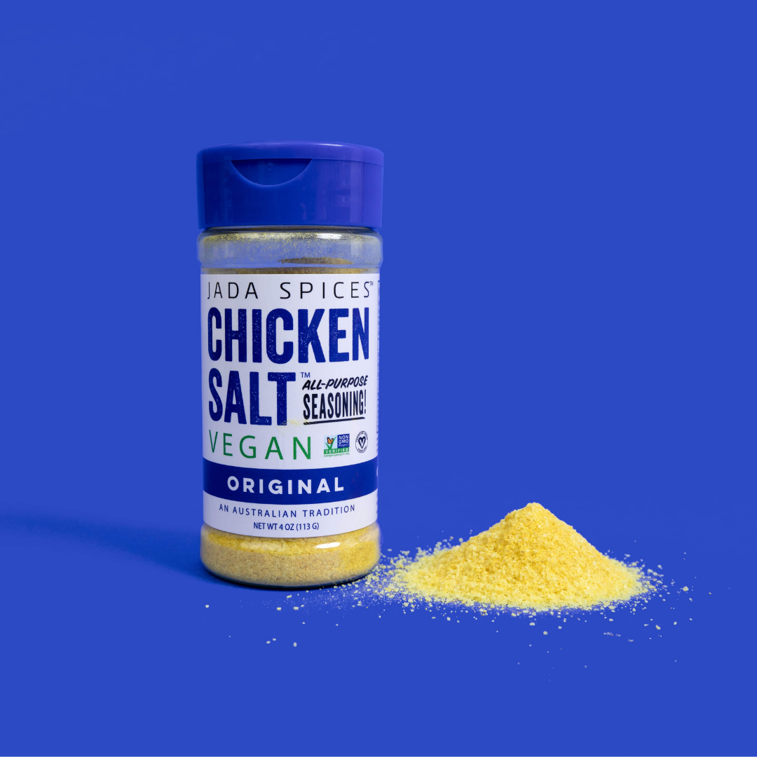 Three jars of Chicken Salt Original Flavor seasoning, showcasing the packaging and label details.