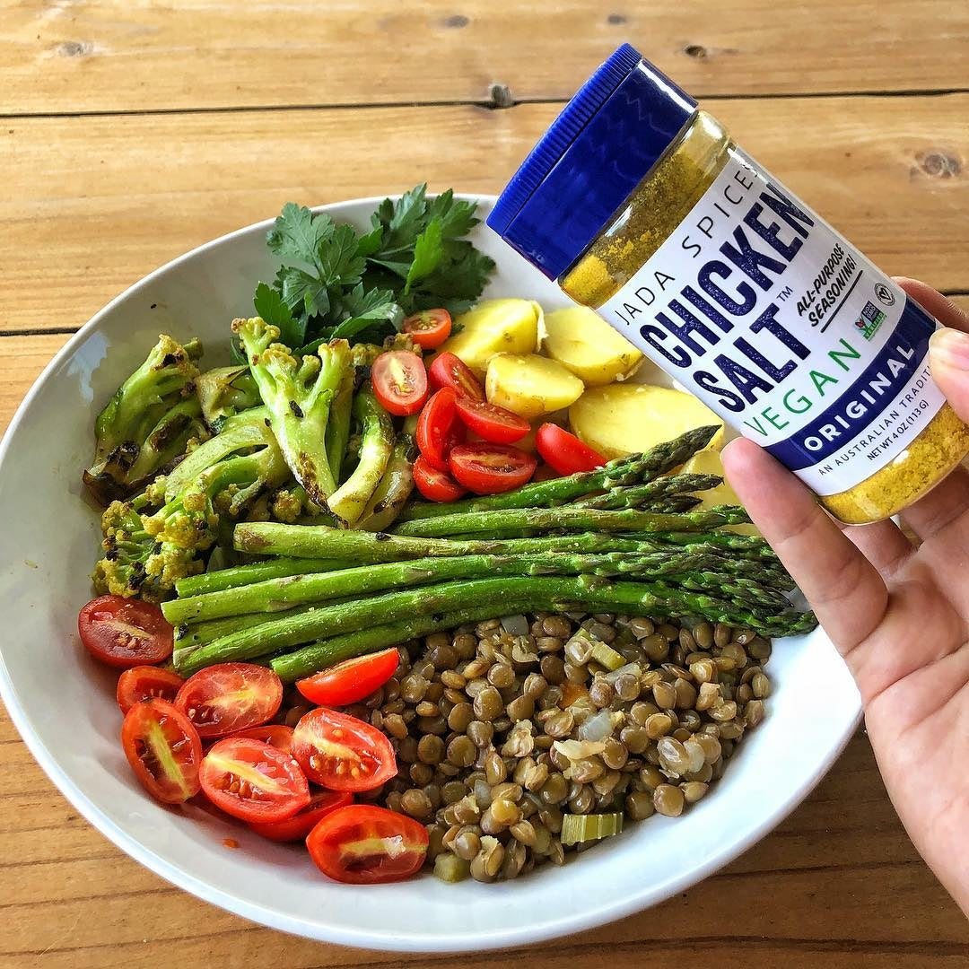 Three jars of Chicken Salt Original Flavor seasoning, showcasing the packaging and label details.