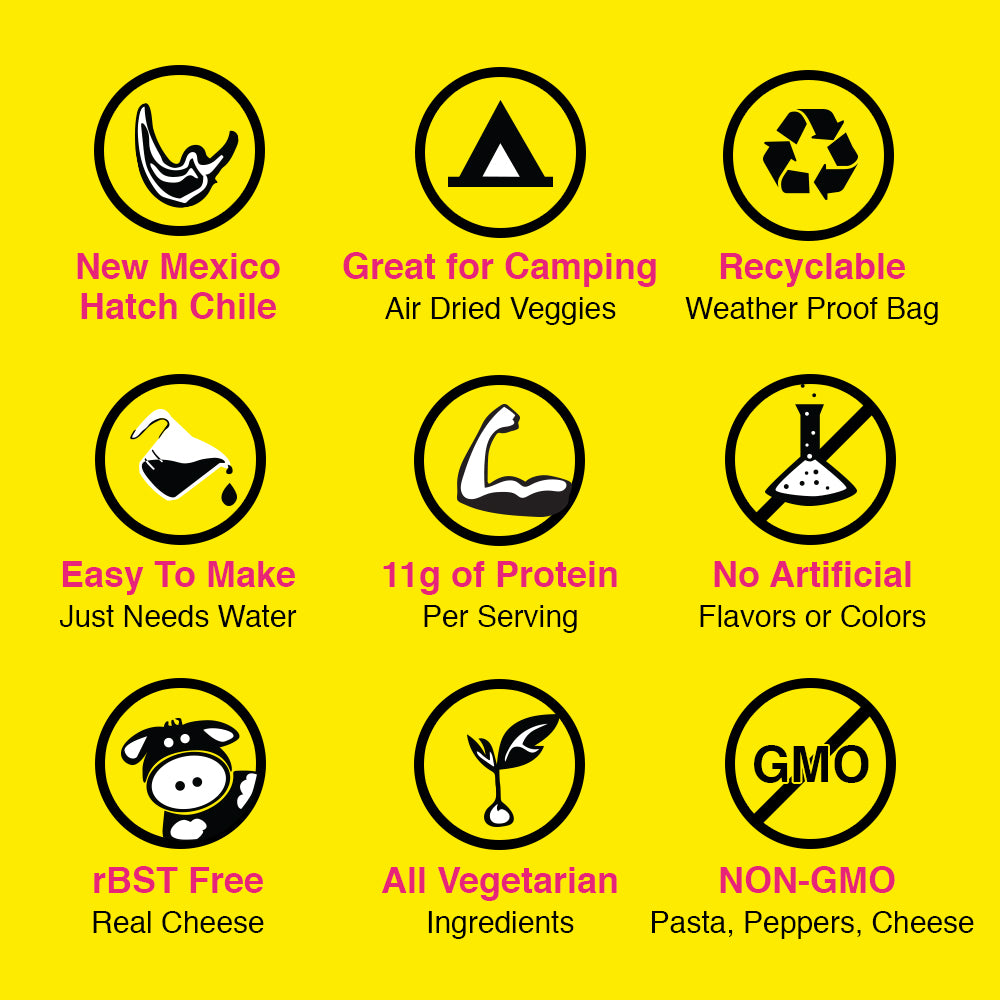 A delicious bowl of Combo Hatch Green Chile and Red Chile Cheddar Mac and Cheese, featuring vibrant colors and a creamy texture.