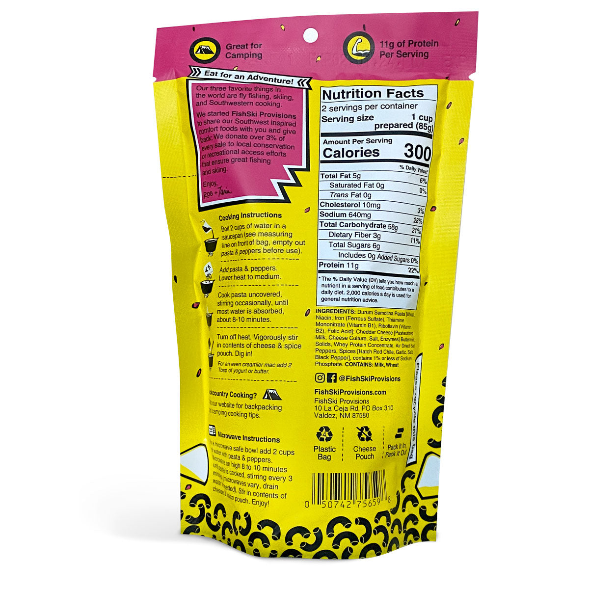 A delicious bowl of Combo Hatch Green Chile and Red Chile Cheddar Mac and Cheese, featuring vibrant colors and a creamy texture.