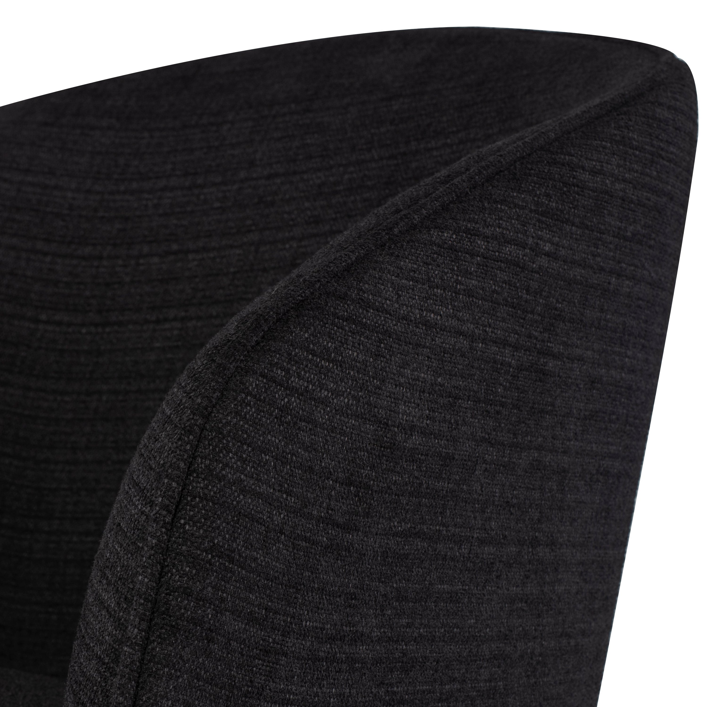 Doppio Occasional Chair in Black with arched design and matte black steel legs, showcasing its elegant silhouette.