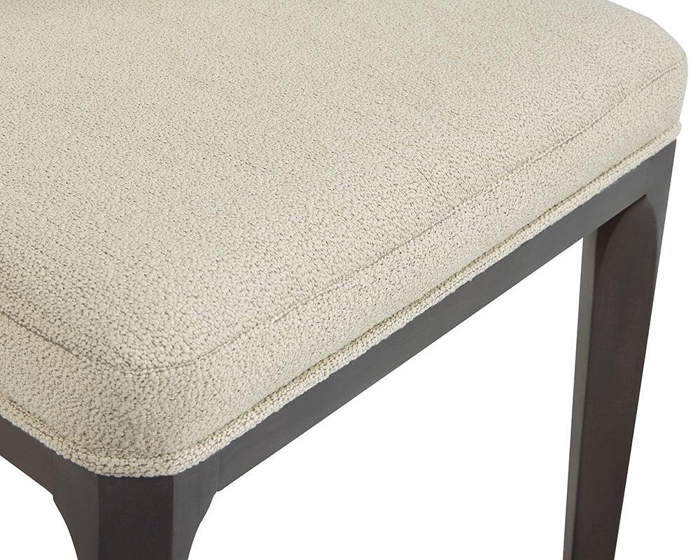 Elisa Dining Chair featuring Grey Oak finish and Dazzle Cream fabric, showcasing its elegant design and solid wood legs.