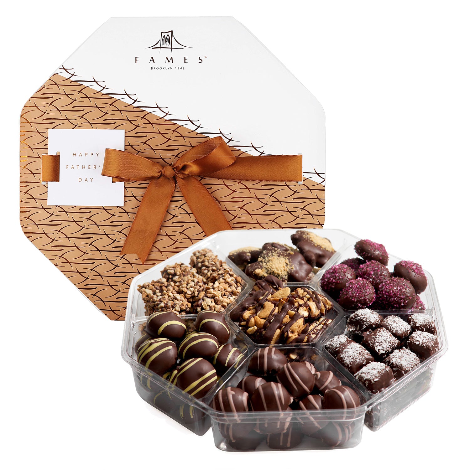 Fames Chocolatier Mother's Day Chocolate Gift Assortment featuring assorted chocolates in an elegant box.