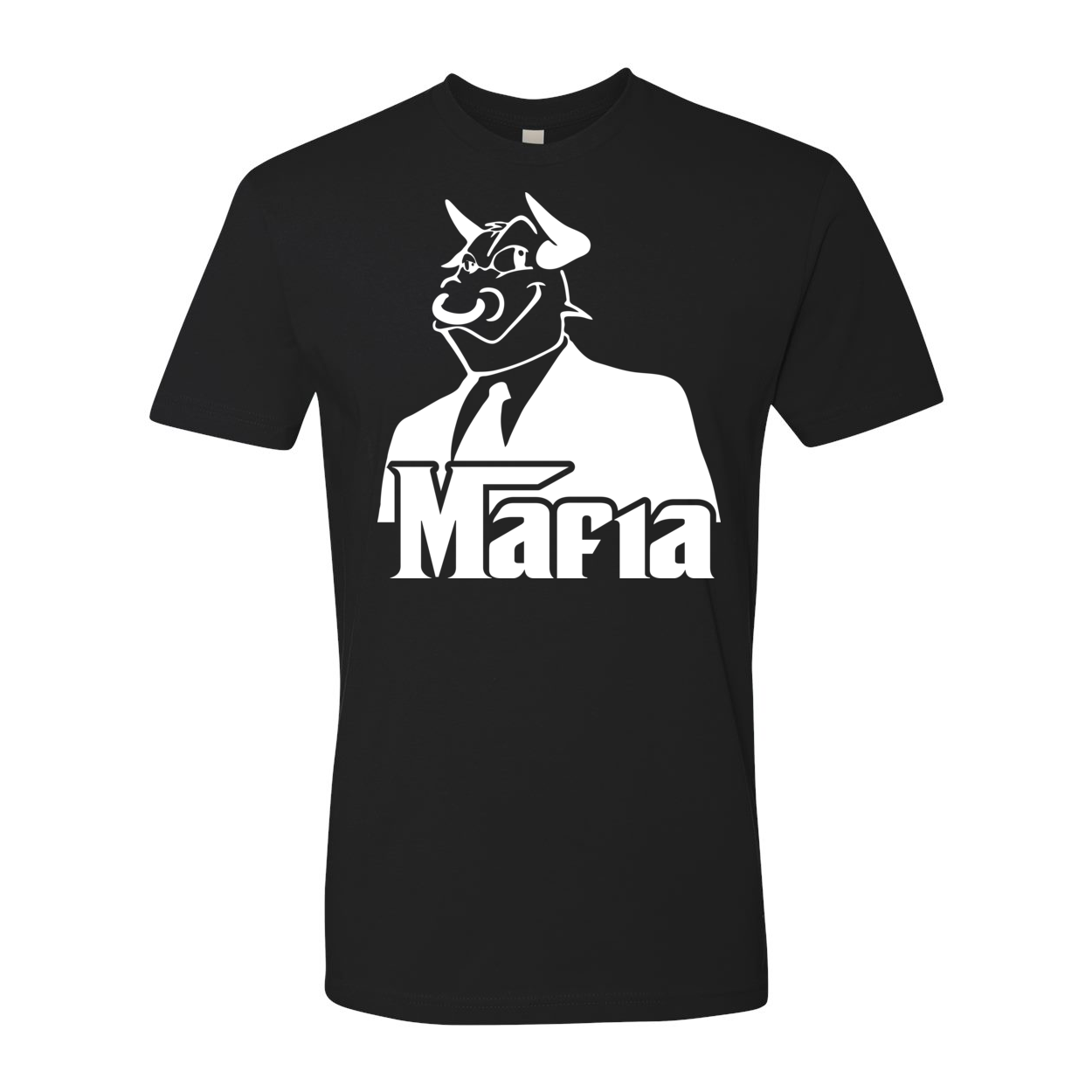 Front Print Mafia 2 White Print t-shirt featuring a stylish design and comfortable fit, made from 100% combed ringspun cotton.