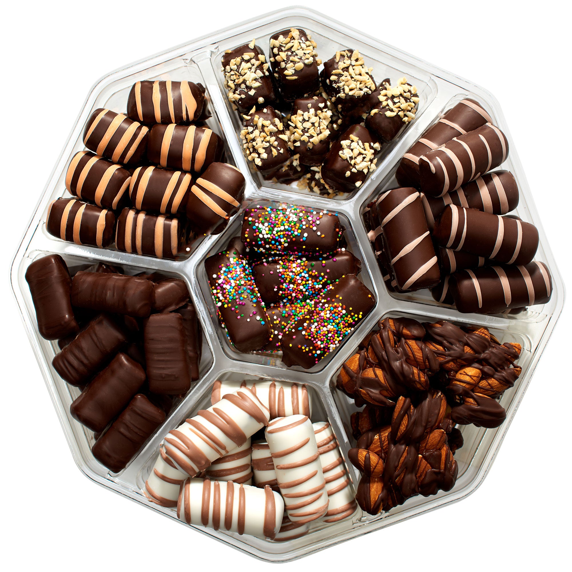 A beautifully arranged Gourmet Chocolate Gift featuring handcrafted deluxe chocolates in an elegant box, showcasing various flavors and textures.