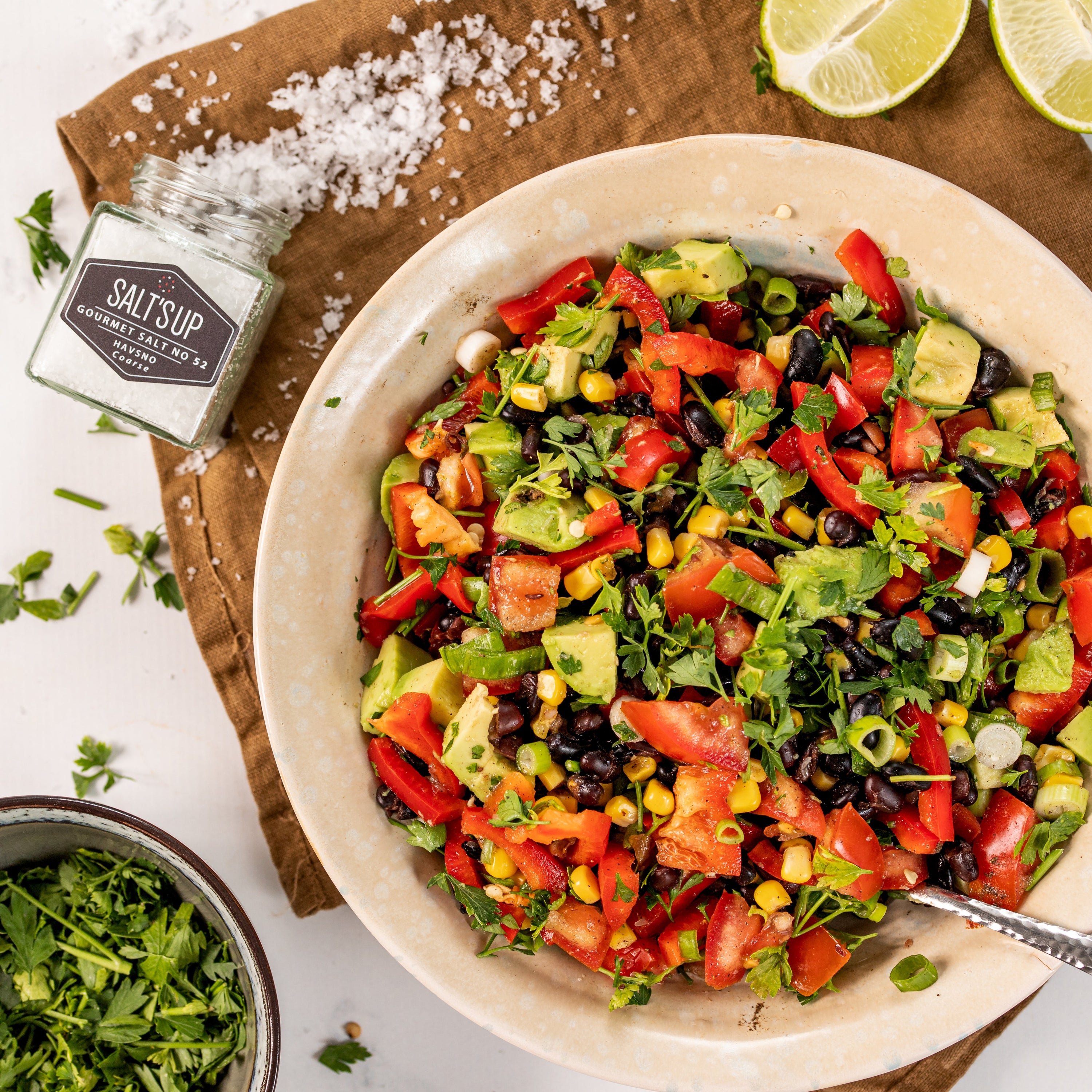 HAVSNO sea salt ecopack in a glass jar, showcasing flaky white sea salt harvested from the Atlantic Ocean.