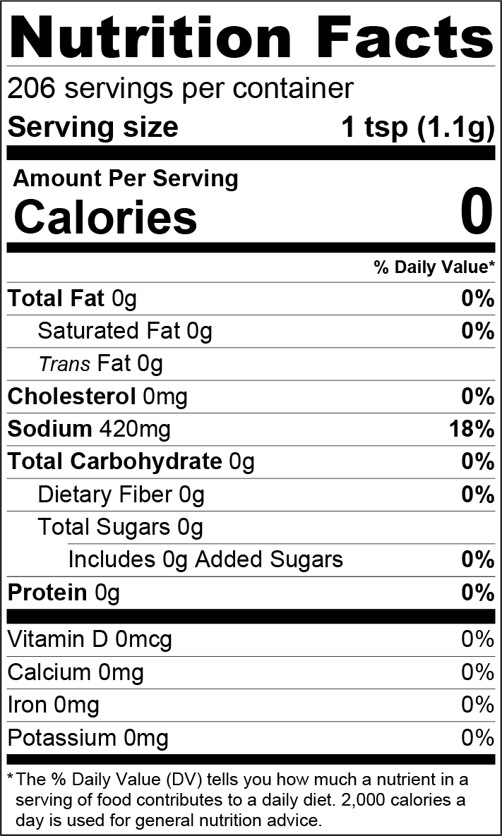 A jar of Pride of India Himalayan Black Rock Salt (Kala Namak) - Extra Fine Grind showcasing its blackish-brown color and fine texture.