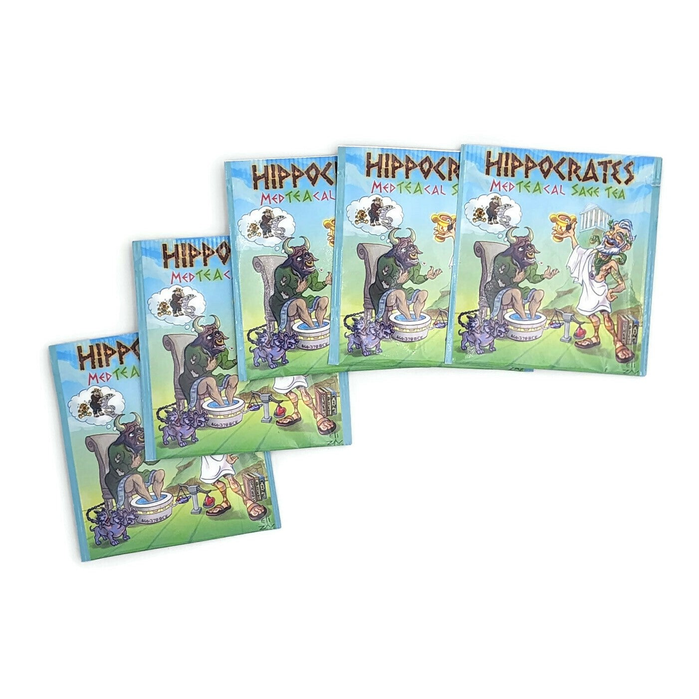 Hippocrates Med-TEA-cal Sage and Berry Tea in a beautifully designed package, showcasing organic ingredients and artistic wrapper.