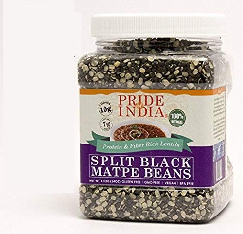 A bowl of Indian Split Black Gram Matpe Beans, showcasing their rich black color and split texture, ideal for healthy cooking.
