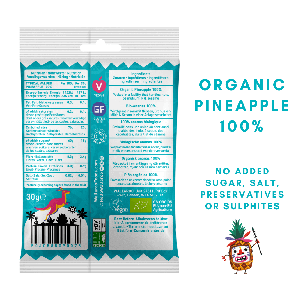 Introductory Tropical Tasting Bundle featuring organic mango, pineapple, and coconut snacks in eco-friendly packaging.