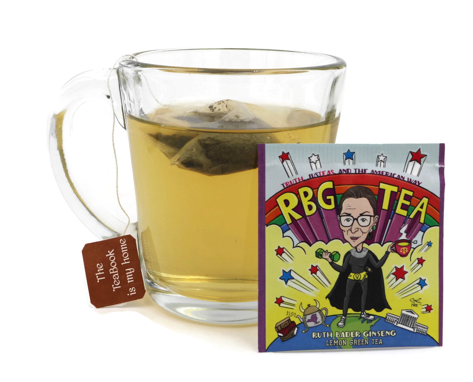 Liberal SuperPAC Tea Sampler featuring a colorful assortment of organic tea flavors in a recycled plastic gift cube.