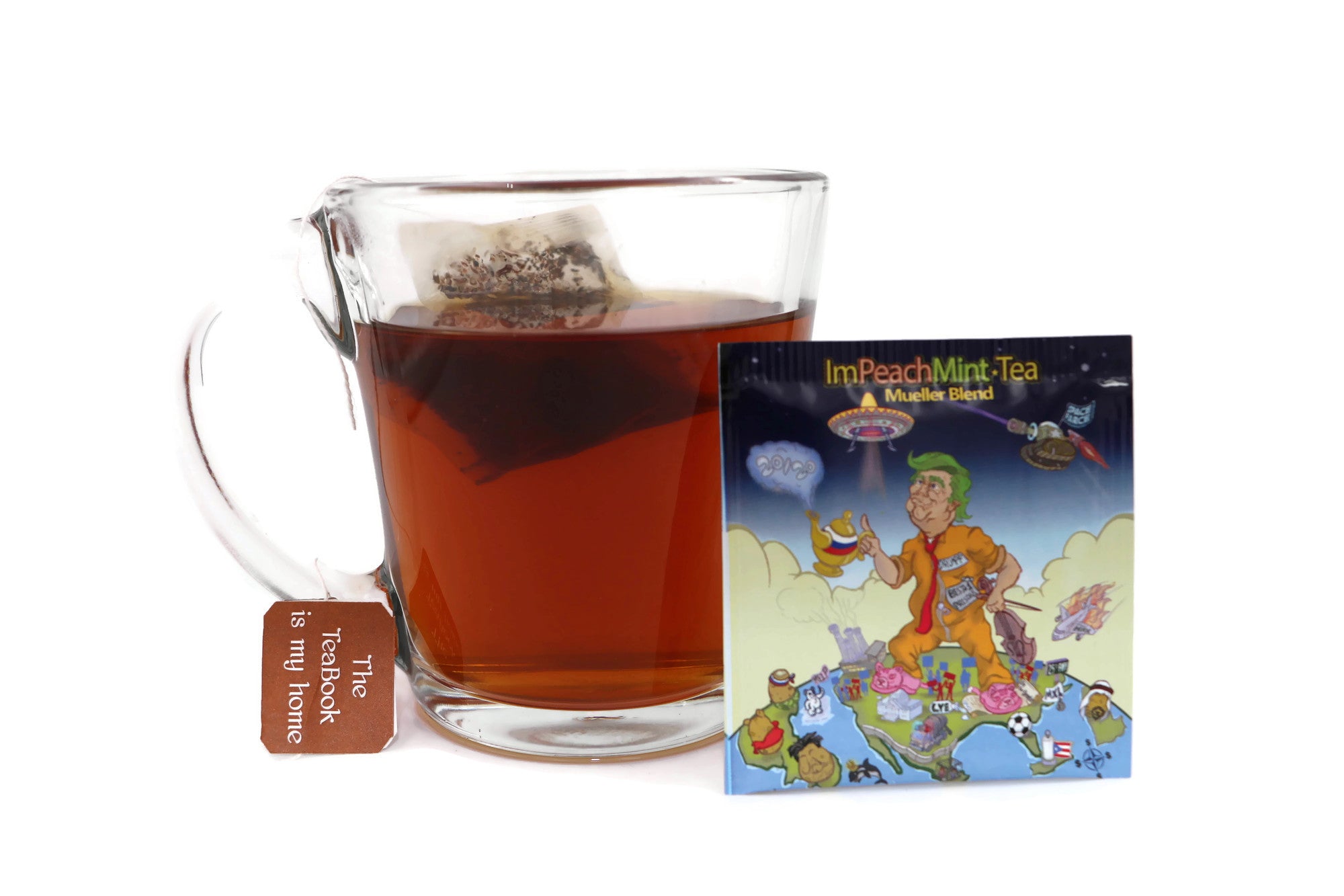 Liberal SuperPAC Tea Sampler featuring a colorful assortment of organic tea flavors in a recycled plastic gift cube.