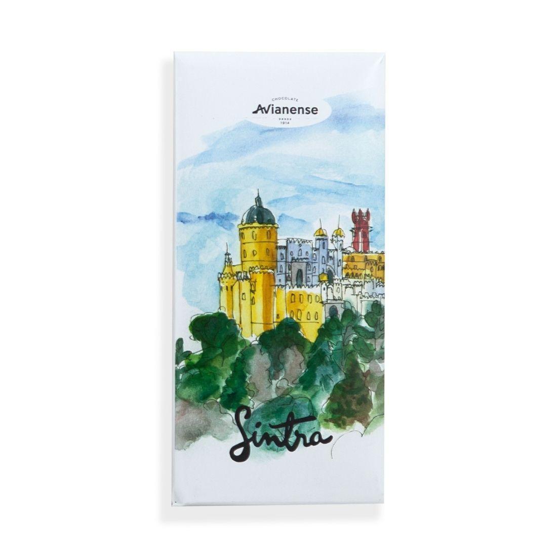Luxurious Milk Chocolate tablets featuring scenic designs from Sintra, Pena Palace, perfect for gifting and indulgence.