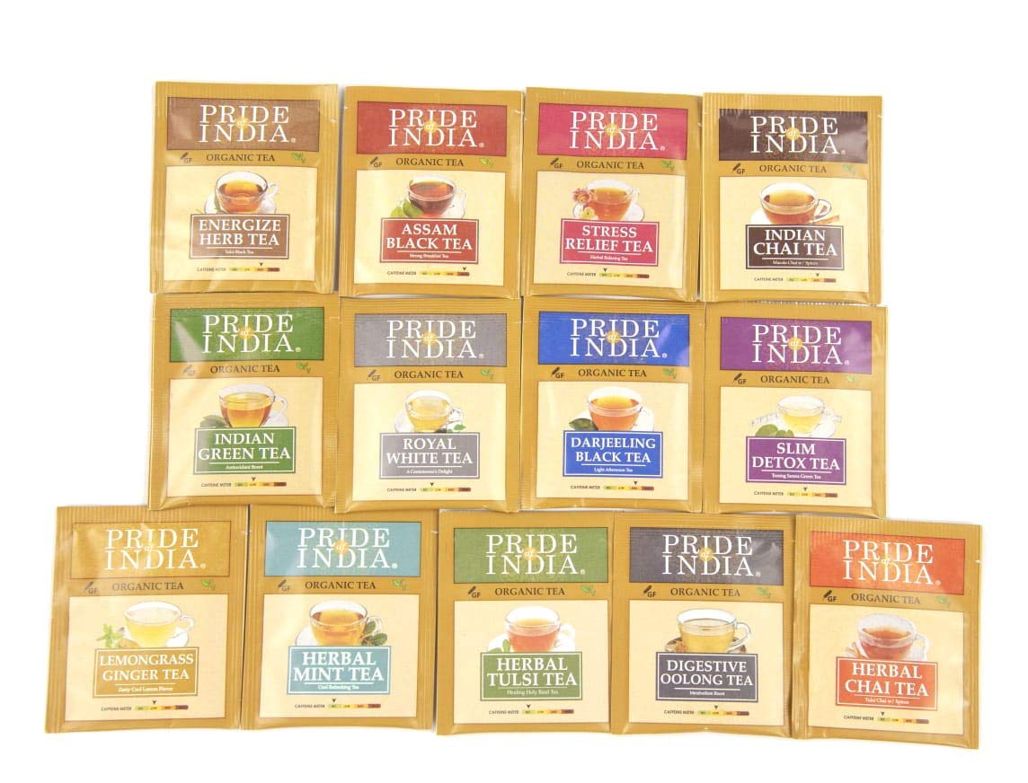 A pack of Organic Assorted Signature Variety Tea Bags featuring 13 unique flavors, beautifully wrapped and displayed.