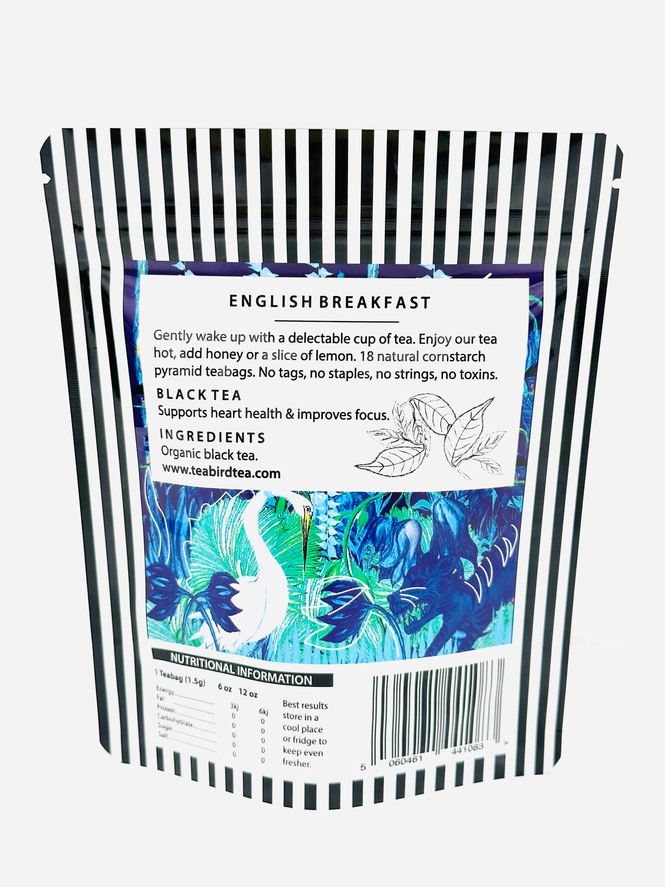 A tin of Organic English Breakfast Bumper 18 Teabags showcasing the packaging and teabags inside.