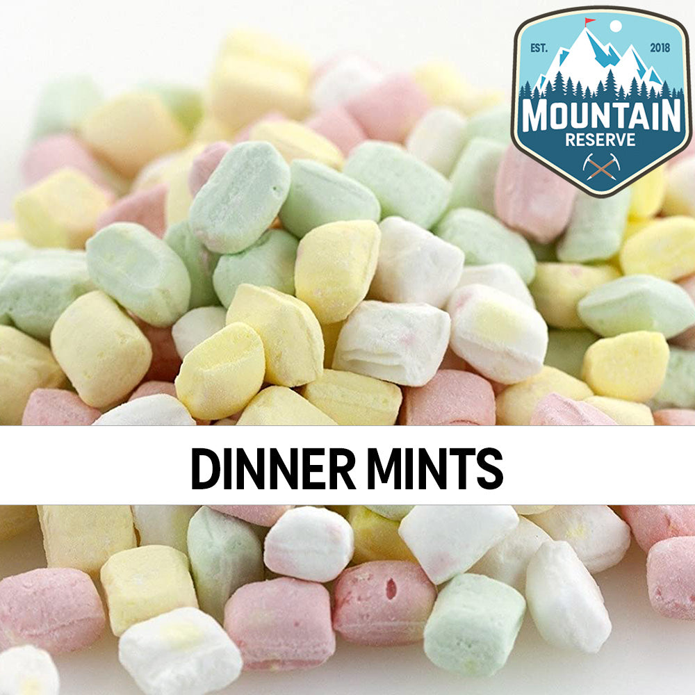 A 6oz container filled with colorful pastel dinner mints, perfect for events and gatherings.