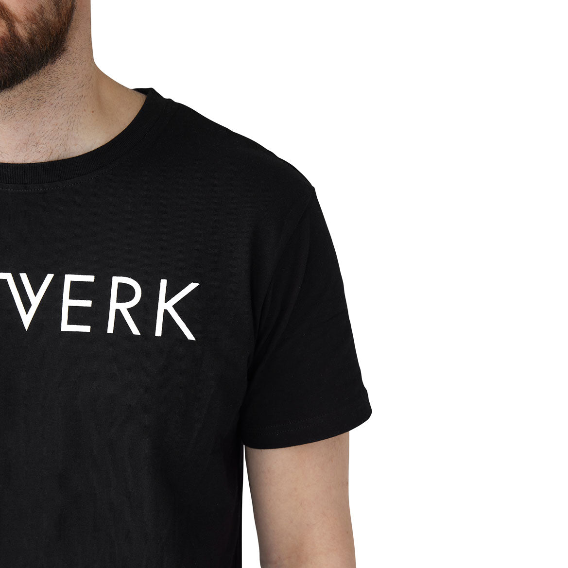 SALTVERK Black UNISEX T-Shirt displayed on a hanger, showcasing its soft cotton fabric and stylish design.