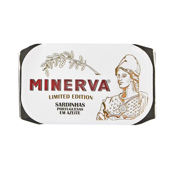 A can of Limited Edition Sardines in Olive Oil, showcasing the premium quality and traditional packaging, with a backdrop of olive oil and herbs.