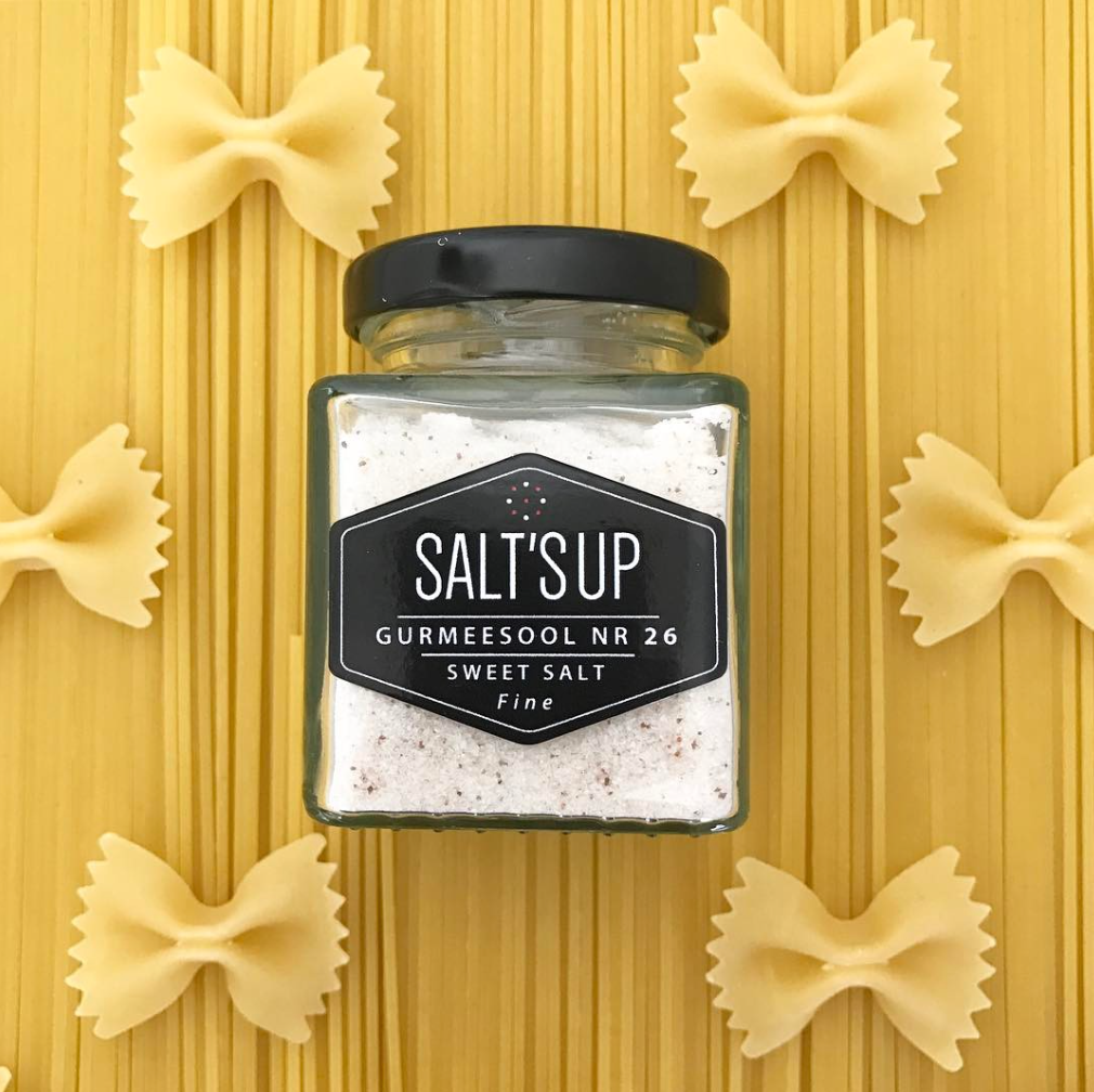 Jar of sweet salt with pasta