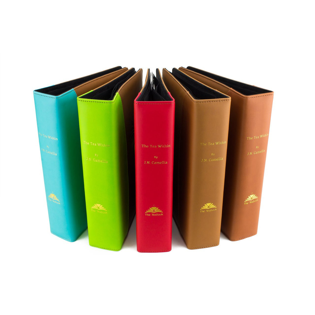 TeaBook Rainbow 5PK featuring five colorful tea storage solutions, showcasing its innovative design and lightweight structure.
