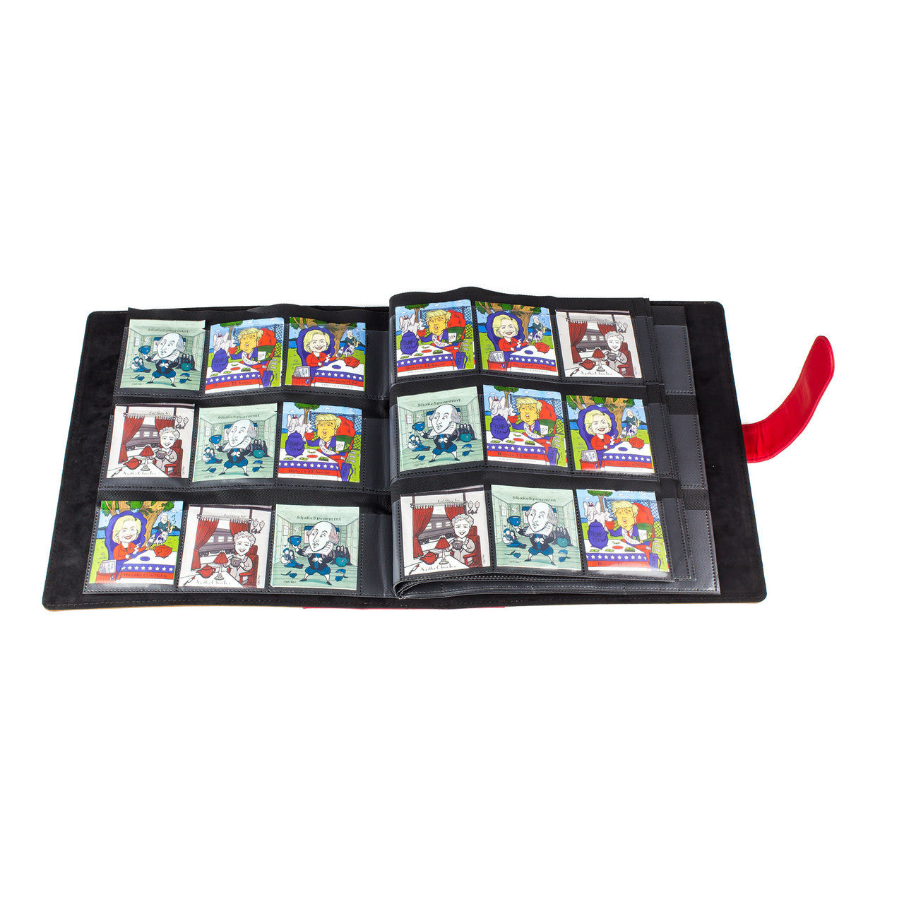 The TeaBook, a stylish tea storage organizer holding 144 teabags, showcasing its innovative design and vibrant colors.