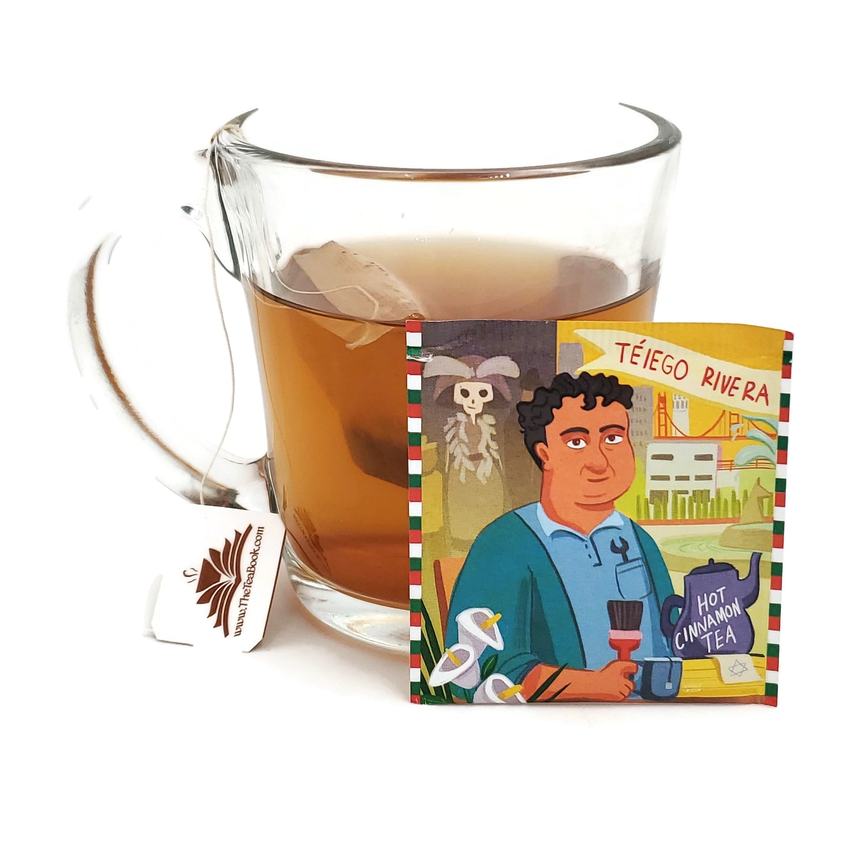 A beautifully designed package of TÉiego Rivera Hot Cinnamon Tea featuring artistic wrapper and eco-friendly packaging options.